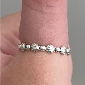 Pandora sterling silver beaded seashell band ring size 8.5
